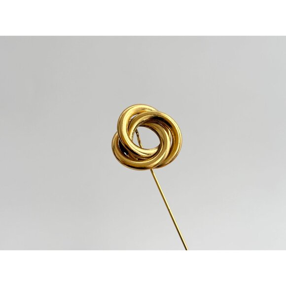 Triple Circle Entwined Gold Toned Vintage Stick Pin | Hat Pin | Lapel Pin - Picture 10 of 10